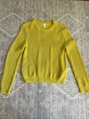 H&M Chartreuse Yellow Crewneck Knit Sweater